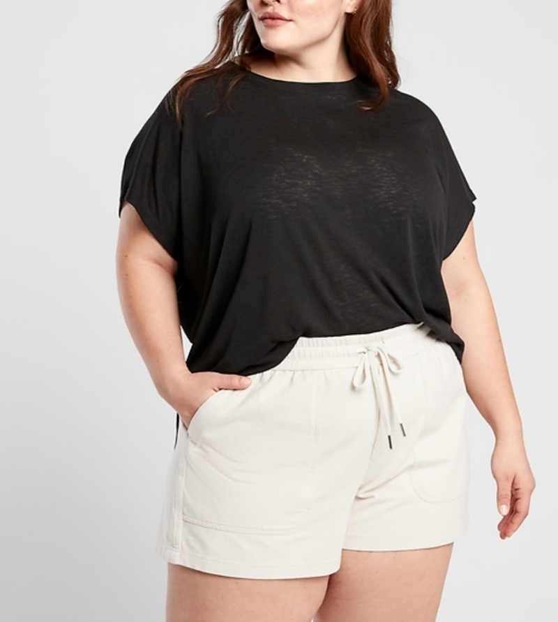 Athleta Black Scoop Short Sleeve Release Breezy Tee