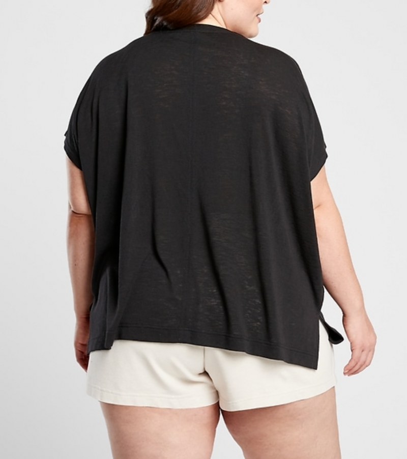 Athleta Black Scoop Short Sleeve Release Breezy Tee