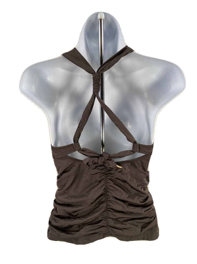 Athleta Women's Gray Aqualuxe Ruched Padded Tankini Swimsuit Top - XS