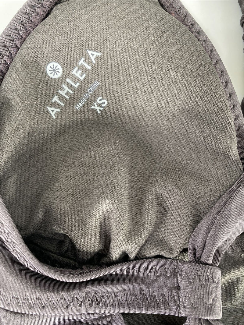 Athleta Women's Gray Aqualuxe Ruched Padded Tankini Swimsuit Top - XS
