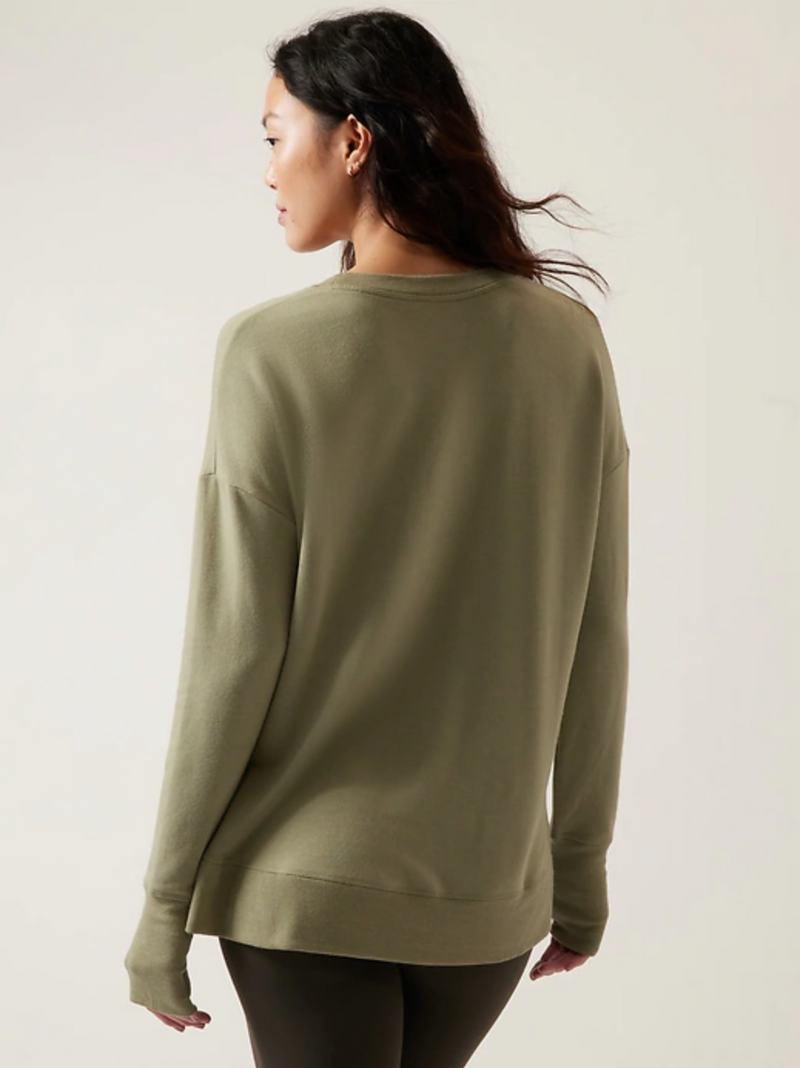 Athleta Eucalyptus Olive Soft Coaster Luxe Sweatshirt