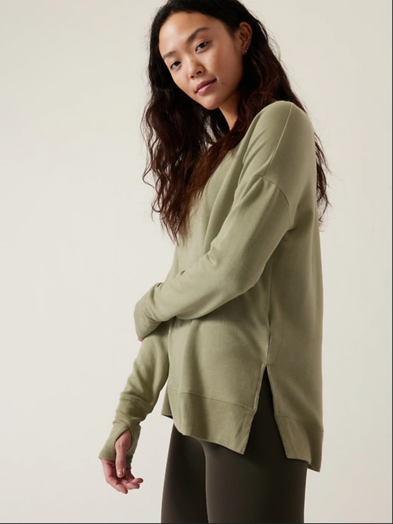 Athleta Eucalyptus Olive Soft Coaster Luxe Sweatshirt