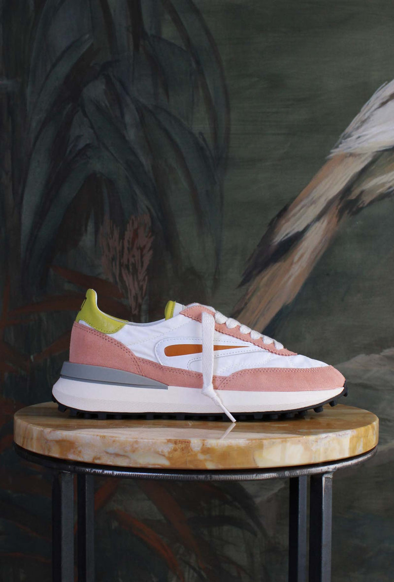 Sneakers Running Athleta 70’s Nylon White-Pink