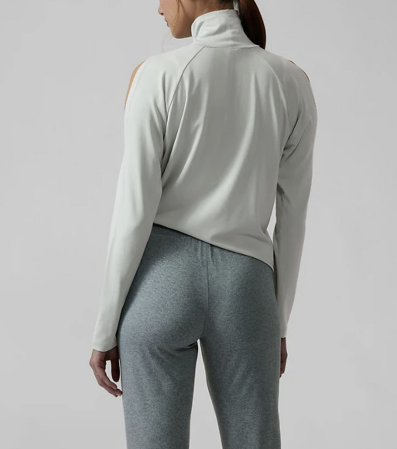Athleta Coast Grey Long Sleeve Cold Shoulder Turtleneck Top