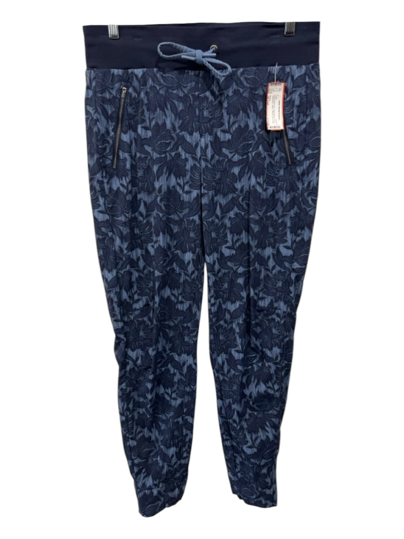 Athleta Size 10 Tall Navy & Blue Print Nylon Blend Floral Drawstring Pants