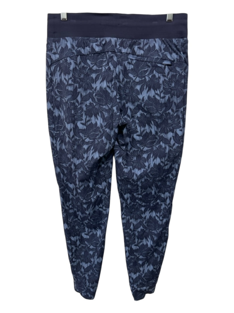 Athleta Size 10 Tall Navy & Blue Print Nylon Blend Floral Drawstring Pants