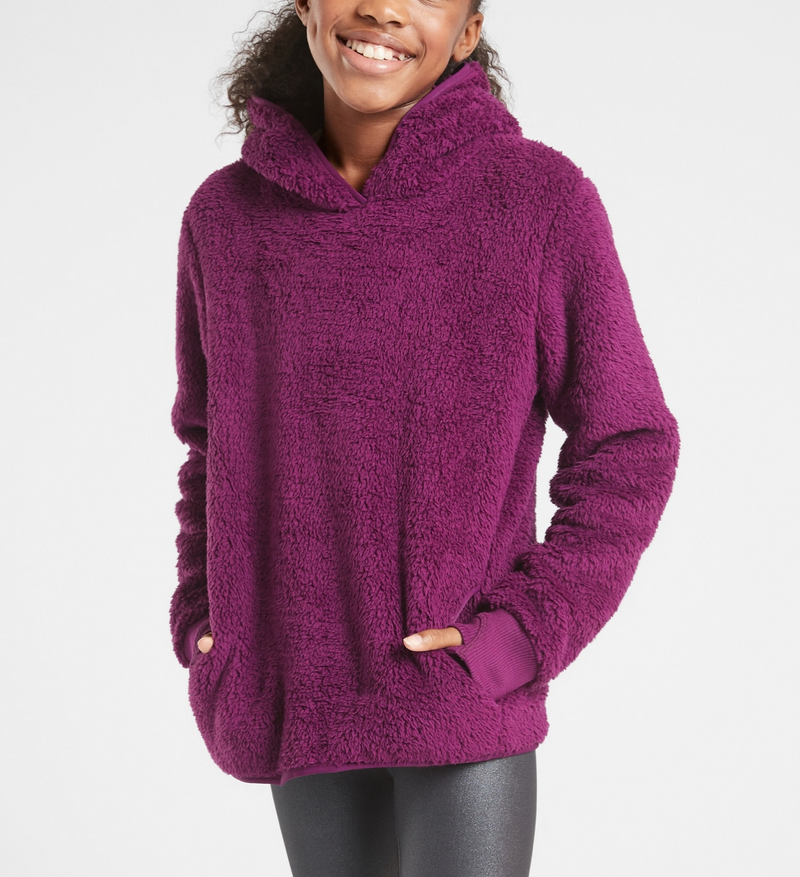 Athleta Girl Purple So Snug Sherpa Long Sleeve Soft Cozy Hoodie