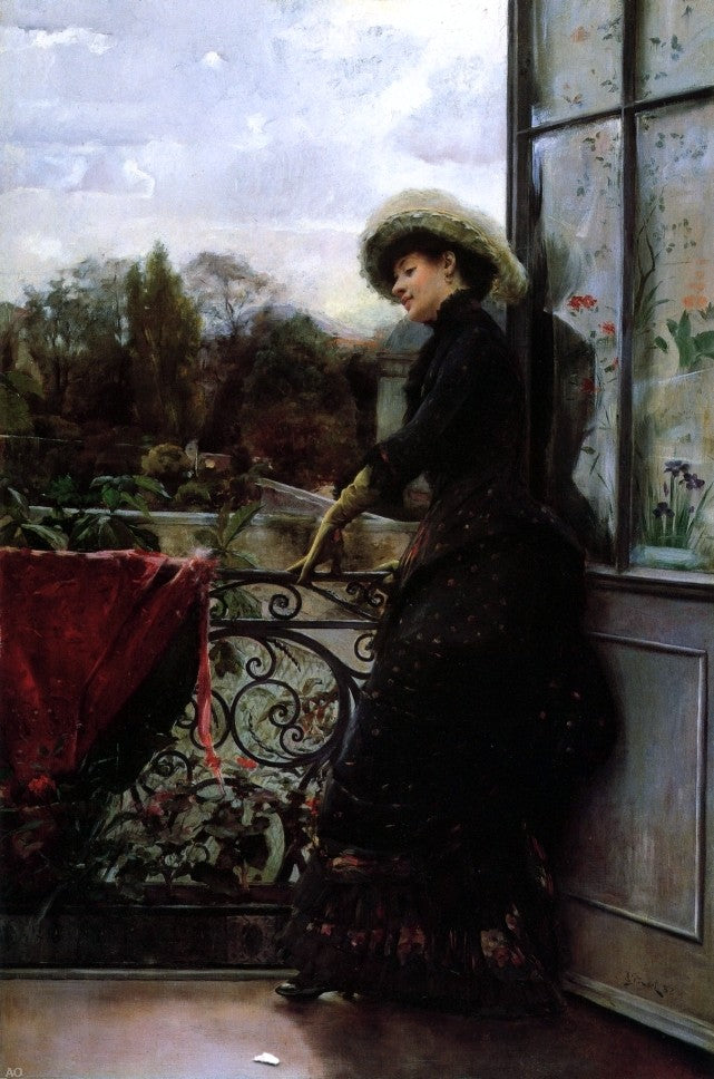 On the Terrace by Julius LeBlanc Stewart - Hand Painted Oil Painting