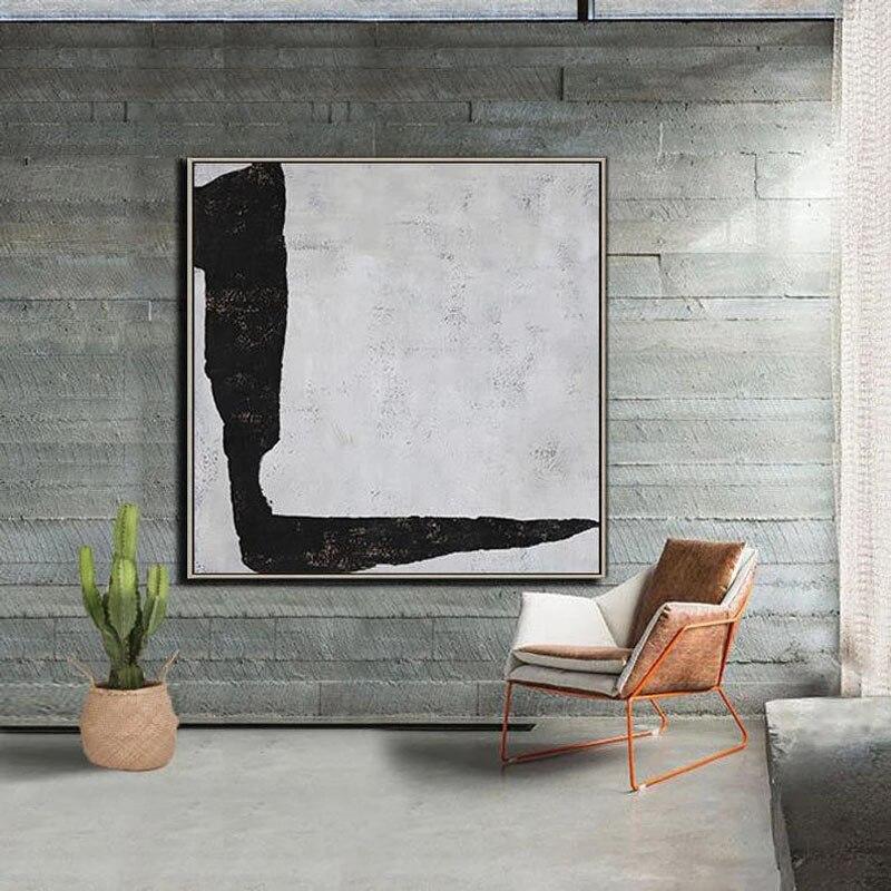 Textured Simple Black White Oil Painting Hand Painted Canvas Painting Modernative