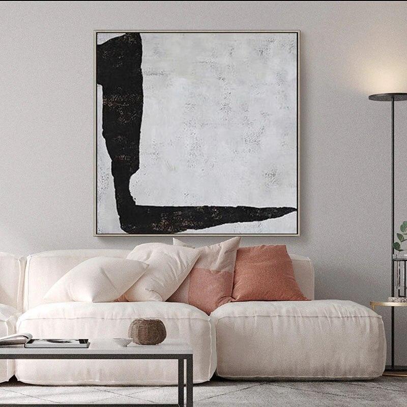 Textured Simple Black White Oil Painting Hand Painted Canvas Painting Modernative