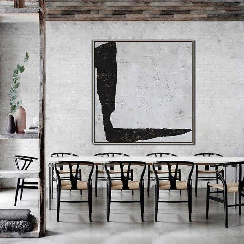 Textured Simple Black White Oil Painting Hand Painted Canvas Painting Modernative