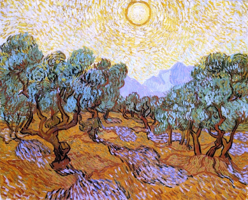 Olive Trees with Yellow Sky and Sun by Vincent Van Gogh - Hand Painted Oil Painting