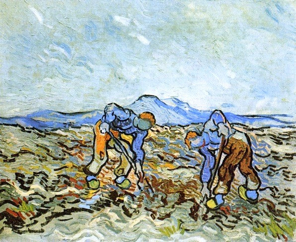 Peasants Digging up  Potatoes by Vincent Van Gogh - Hand Painted Oil Painting