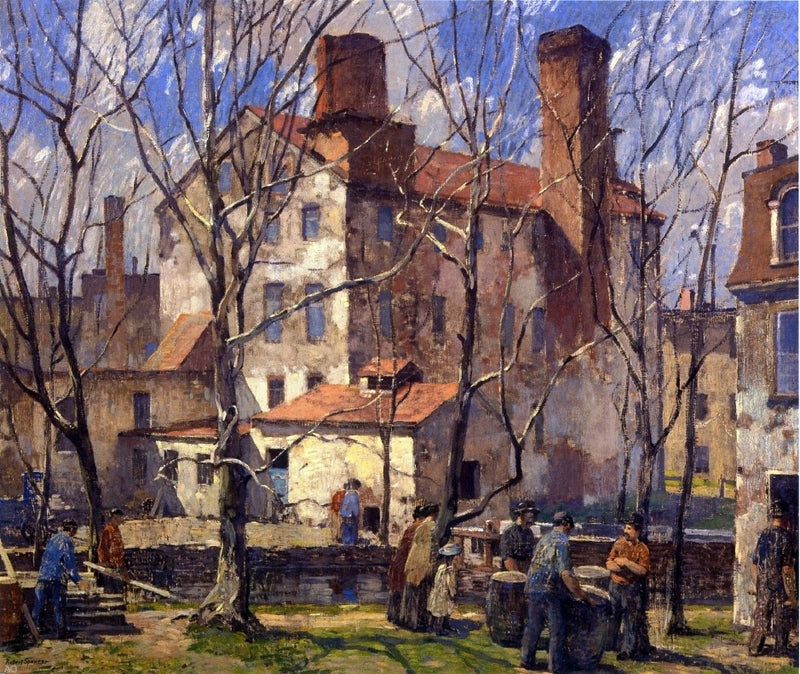 A Day in March (also known as Mills) by Robert Spencer - Hand Painted Oil Painting