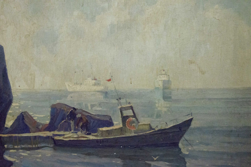 Oil painting Night coast