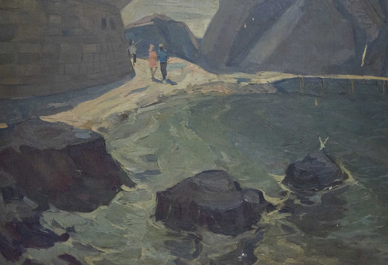 Oil painting Night coast