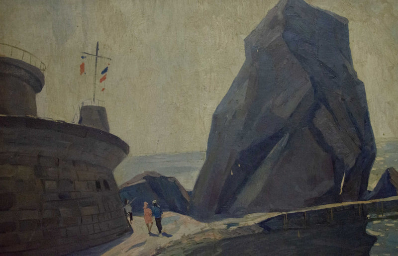 Oil painting Night coast