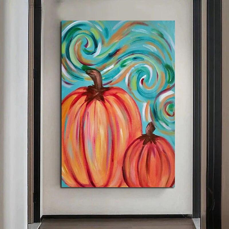 Hand Painted Oil Painting Modern Pumpkin Abstract Canvas Halloween