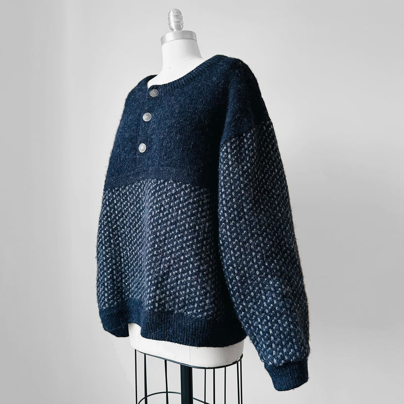 1970s Navy LL BEAN Heavy Wool Knit Blend Jumper - Sz. O/S