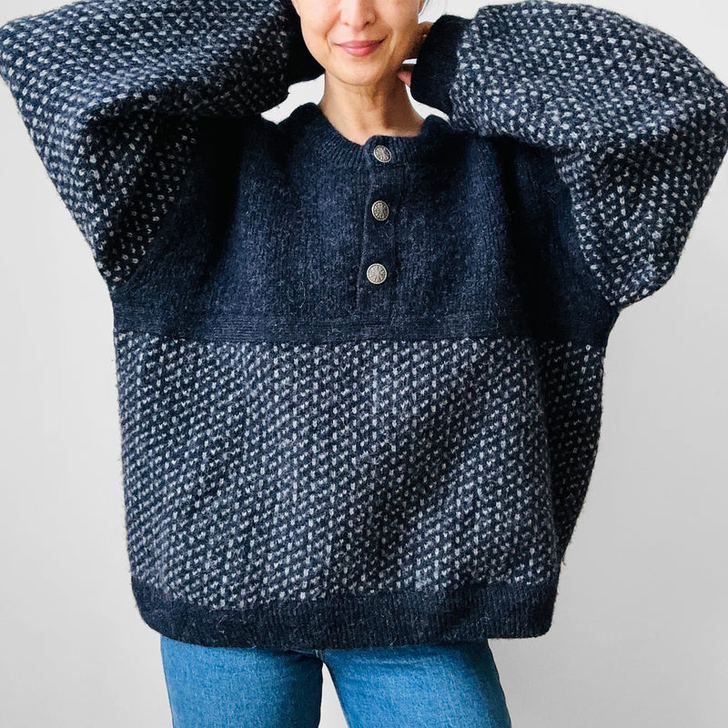1970s Navy LL BEAN Heavy Wool Knit Blend Jumper - Sz. O/S