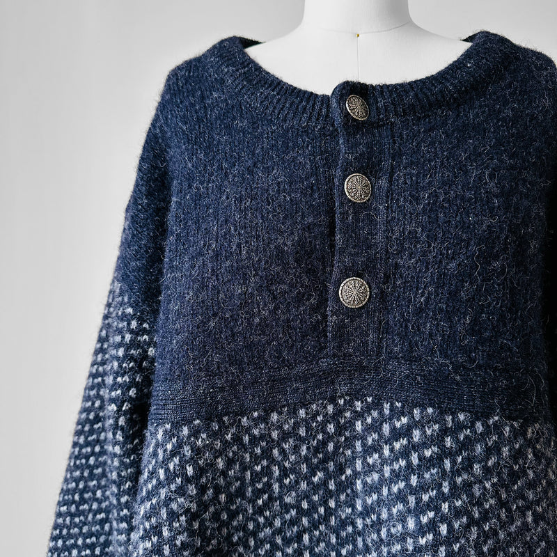 1970s Navy LL BEAN Heavy Wool Knit Blend Jumper - Sz. O/S