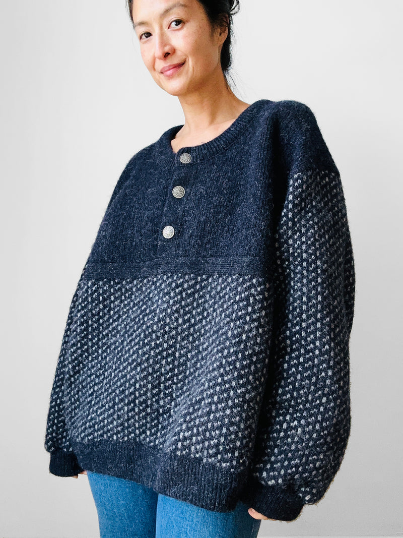 1970s Navy LL BEAN Heavy Wool Knit Blend Jumper - Sz. O/S