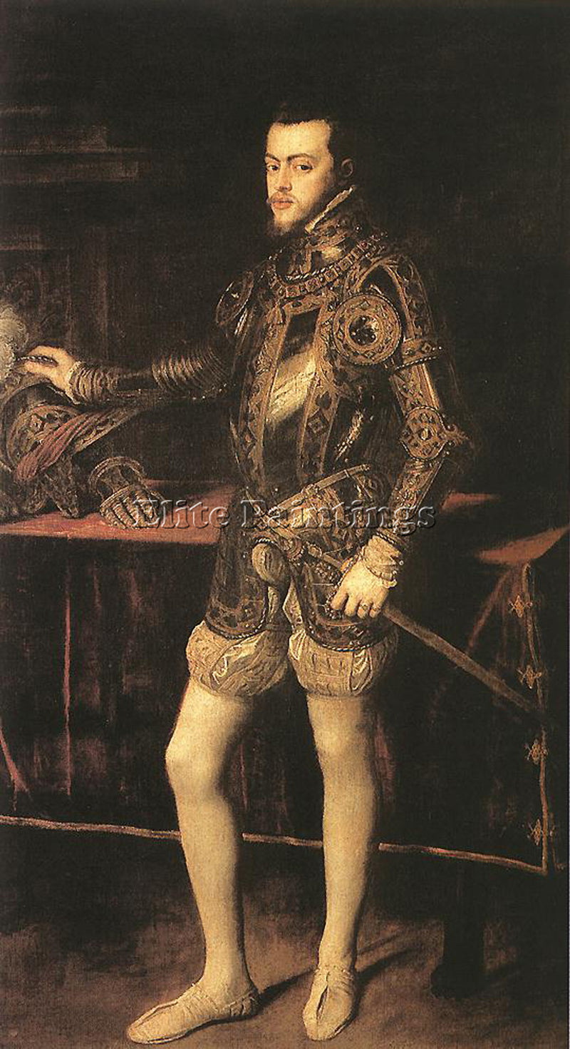 TITIAN KING PHILIP II ARTIST PAINTING REPRODUCTION HANDMADE OIL CANVAS REPRO ART