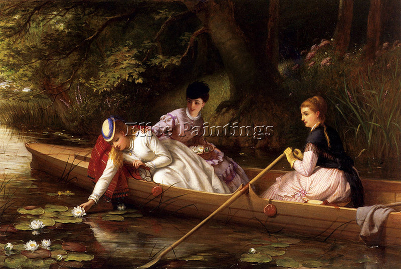 BRITISH BROOKS THOMAS THAMES LILIES ARTIST PAINTING REPRODUCTION HANDMADE OIL