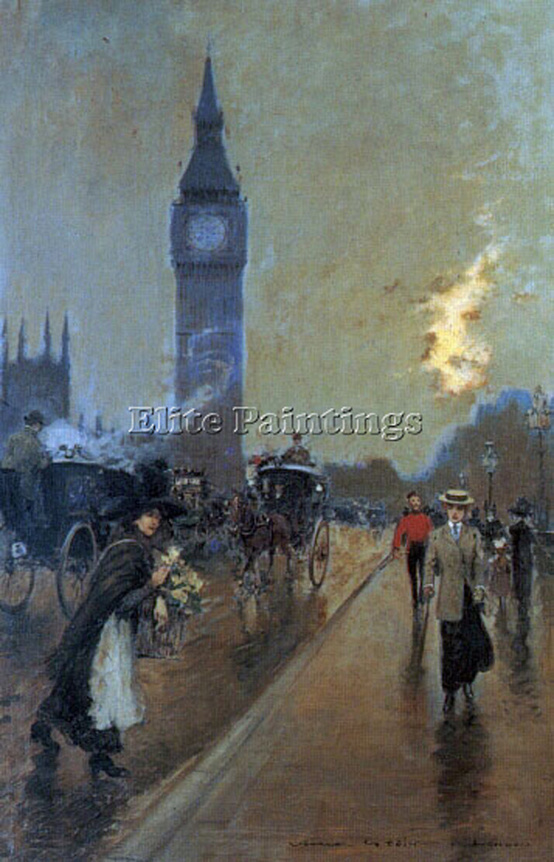 GEORGES STEIN A VIEW OF BIG BEN LONDON ARTIST PAINTING REPRODUCTION HANDMADE OIL