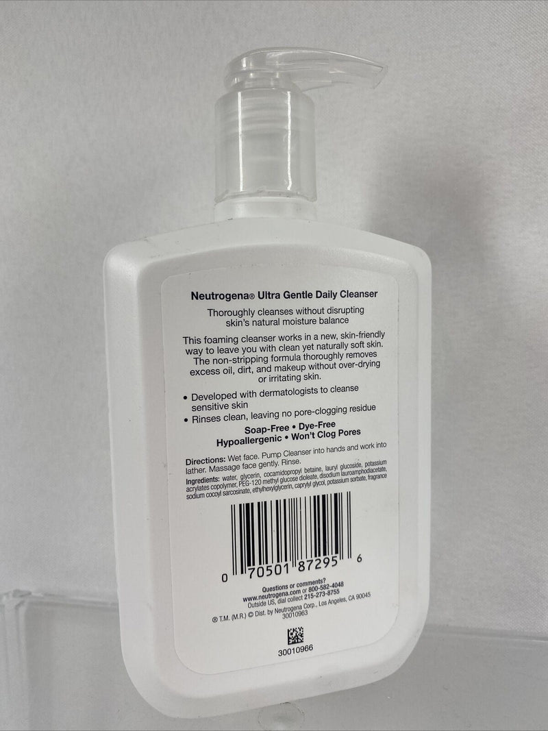 Neutrogena Ultra Gentle Daily Cleanser Foaming Formula for Sensitive Face 12 Oz