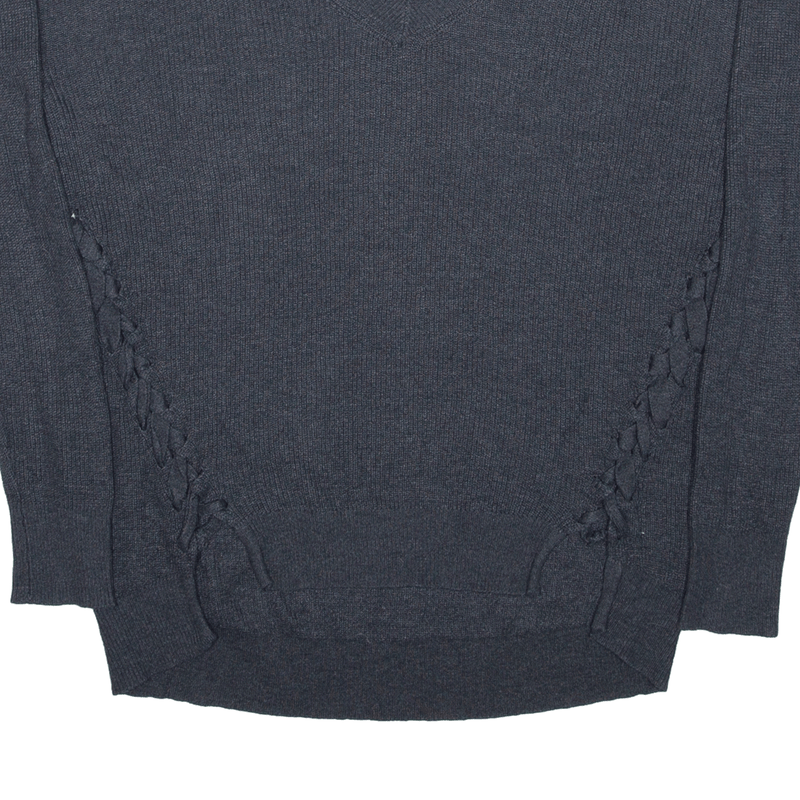 AMERICAN EAGLE Jegging Fit Jumper Grey Tight Knit V-Neck Womens S