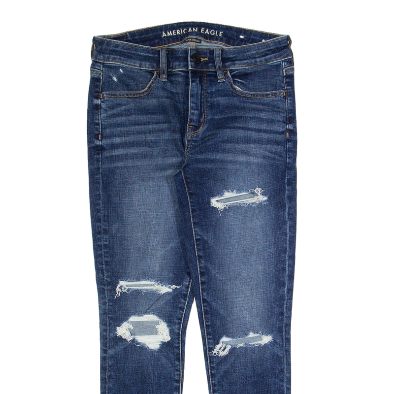 AMERICAN EAGLE Distressed Womens Jeans Blue Slim Skinny Stone Wash W28 L26