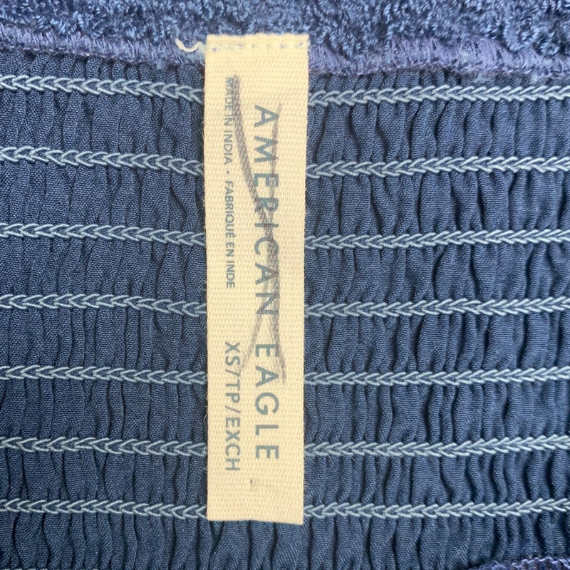 New American Eagle Womens XS Button Front Denim Blue Smocked Cami Top