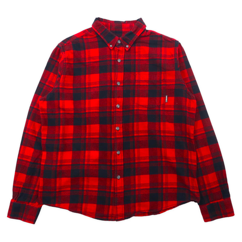 Eddie Bauer フランネル ボタンダウンシャツ L レッド チェック コットン