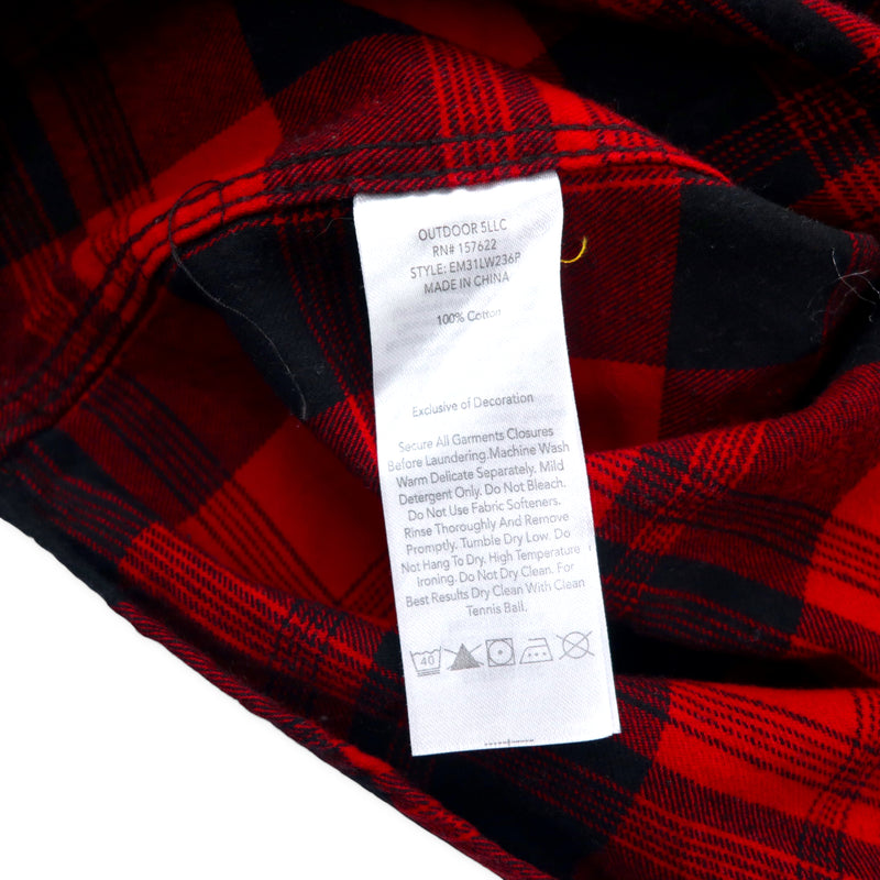 Eddie Bauer フランネル ボタンダウンシャツ L レッド チェック コットン