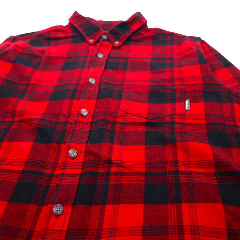 Eddie Bauer フランネル ボタンダウンシャツ L レッド チェック コットン