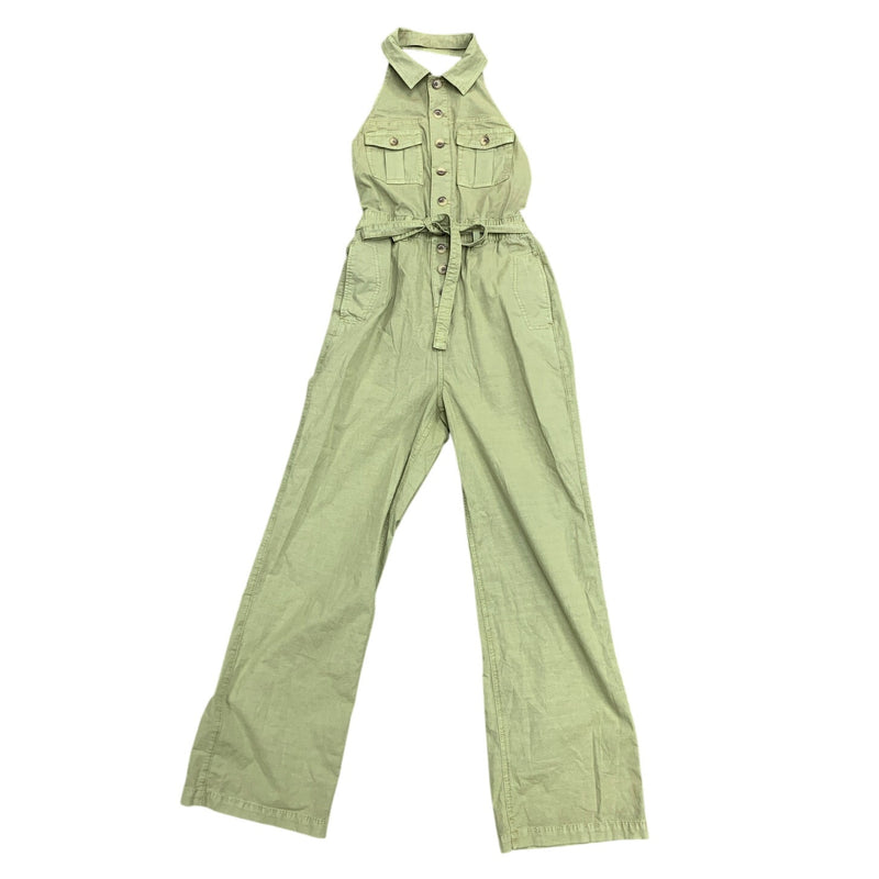 New American Eagle Womens Medium Light Chartruese Collared Halter Jumpsuit