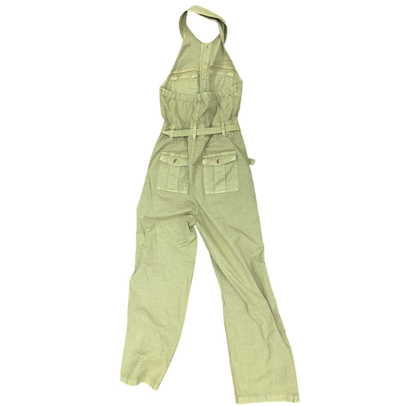 New American Eagle Womens Medium Light Chartruese Collared Halter Jumpsuit