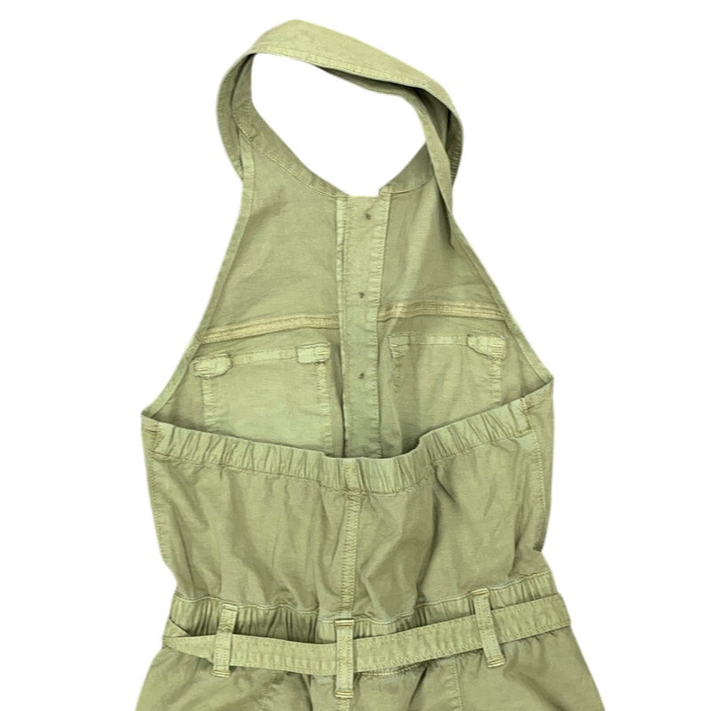New American Eagle Womens Medium Light Chartruese Collared Halter Jumpsuit