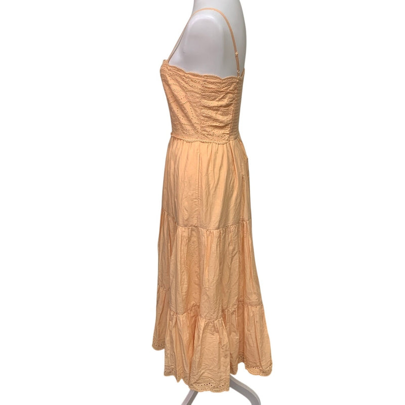 New American Eagle Womens Medium Smocked Fit Flare Midi Strappy Cotton Dress