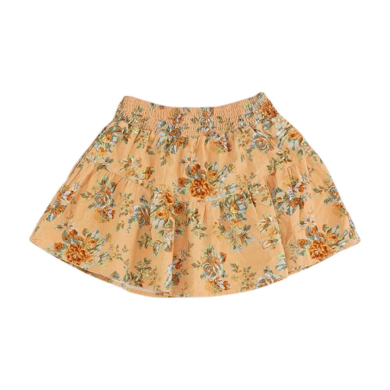 Orange Floral Mini Skirt