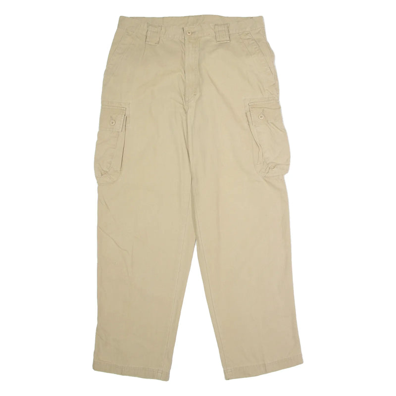LL BEAN Cargo Mens Canvas Trousers Beige Regular Straight 90s W34 L30