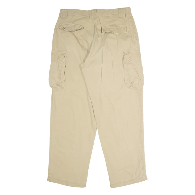 LL BEAN Cargo Mens Canvas Trousers Beige Regular Straight 90s W34 L30
