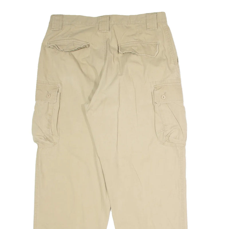 LL BEAN Cargo Mens Canvas Trousers Beige Regular Straight 90s W34 L30