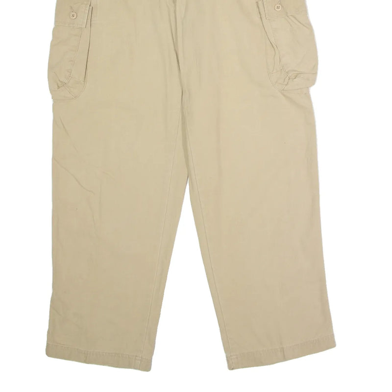 LL BEAN Cargo Mens Canvas Trousers Beige Regular Straight 90s W34 L30