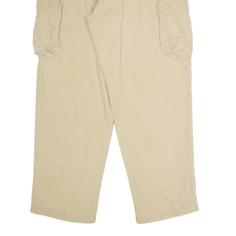 LL BEAN Cargo Mens Canvas Trousers Beige Regular Straight 90s W34 L30