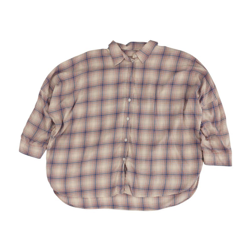Coral Plaid Button Down
