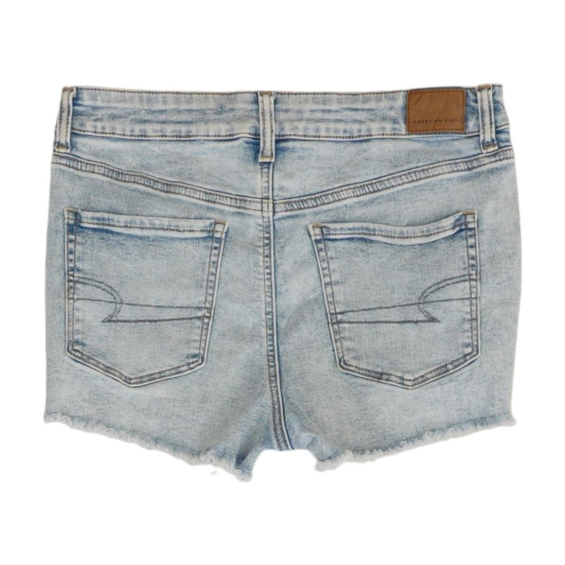 Blue Solid Denim Shorts