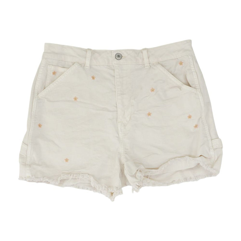 Ivory Embroidery Detail Denim Shorts