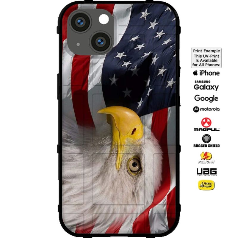 American Eagle over US Flag Custom Printed Case Design for Apple, Samsung, Google & Motorola Phone Models